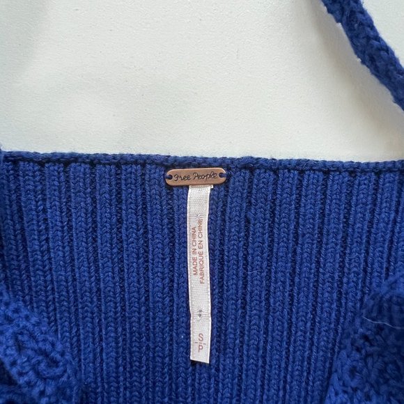 Free People Crochet Crop Top Blue Small - Picture 6 of 9